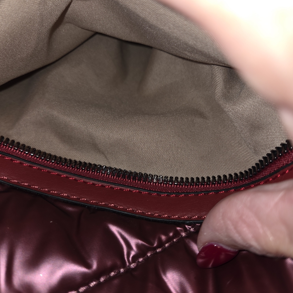 Red Quilted Crossbody Bag with Glossy Finish - Picture 6 of 6